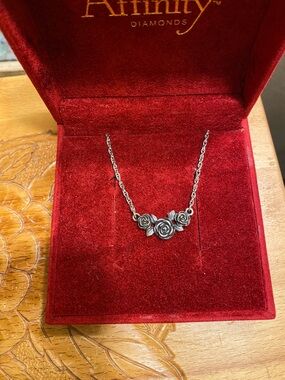 James Avery Sterling Silver 3 Roses delicate pendant with 18 inch chain